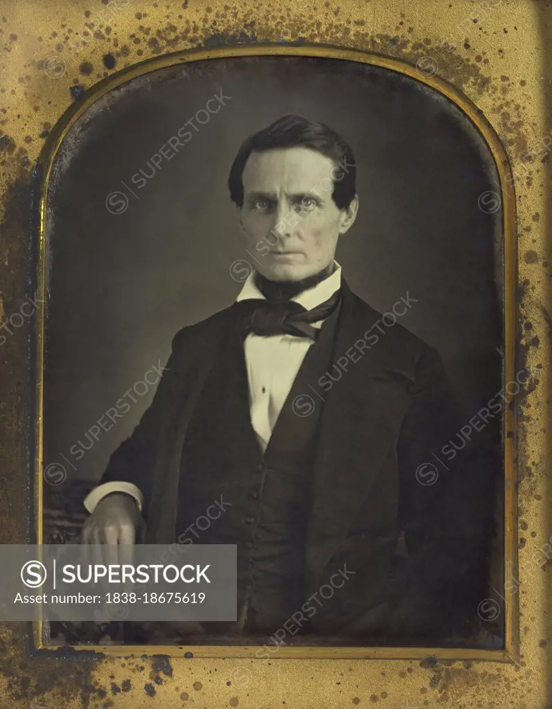 Jefferson Davis (1808-89), American Politician, served as President of the Confederate States during American Civil War, Mississippi State Senator and Congressman before American Civil War, U.S. Secretary of State under Franklin Pierce, half-length Portrait, Daguerreotype, Unidentified Artist, 1846