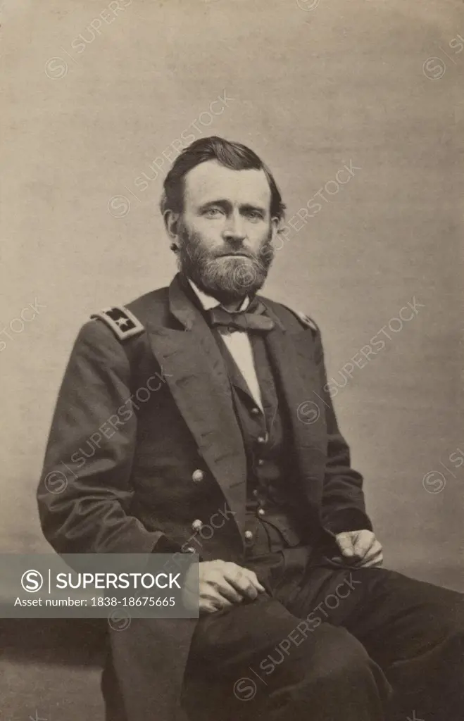 Ulysses S. Grant (1822-85), 18th U.S. President 1869-77, General of Union Army during American Civil War, three-quarter length seated Portrait in Military Uniform, Barr & Young, 1862