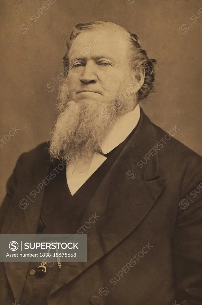 Brigham Young (1801-1877), American Leader in the Latter Day Saint Movement and Settler of Western United States, half-length Portrait, Charles William Carter, 1865