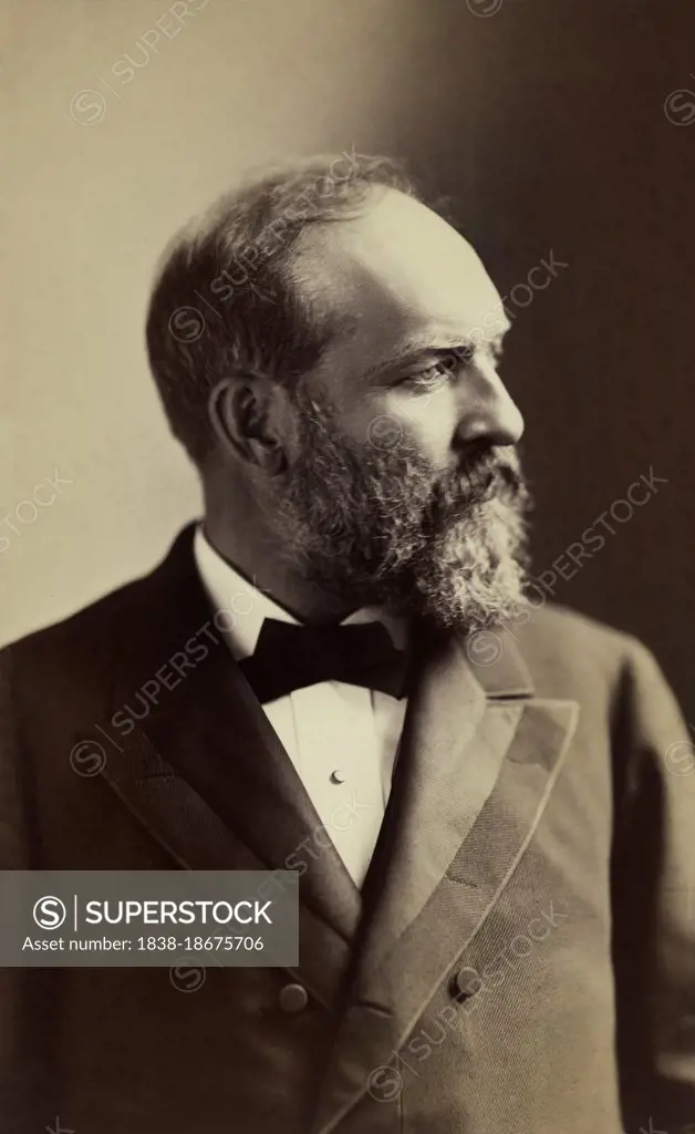 James A. Garfield (1831-1881), 20th U.S. President, head and shoulders Portrait,  Napoleon Sarony, 1881