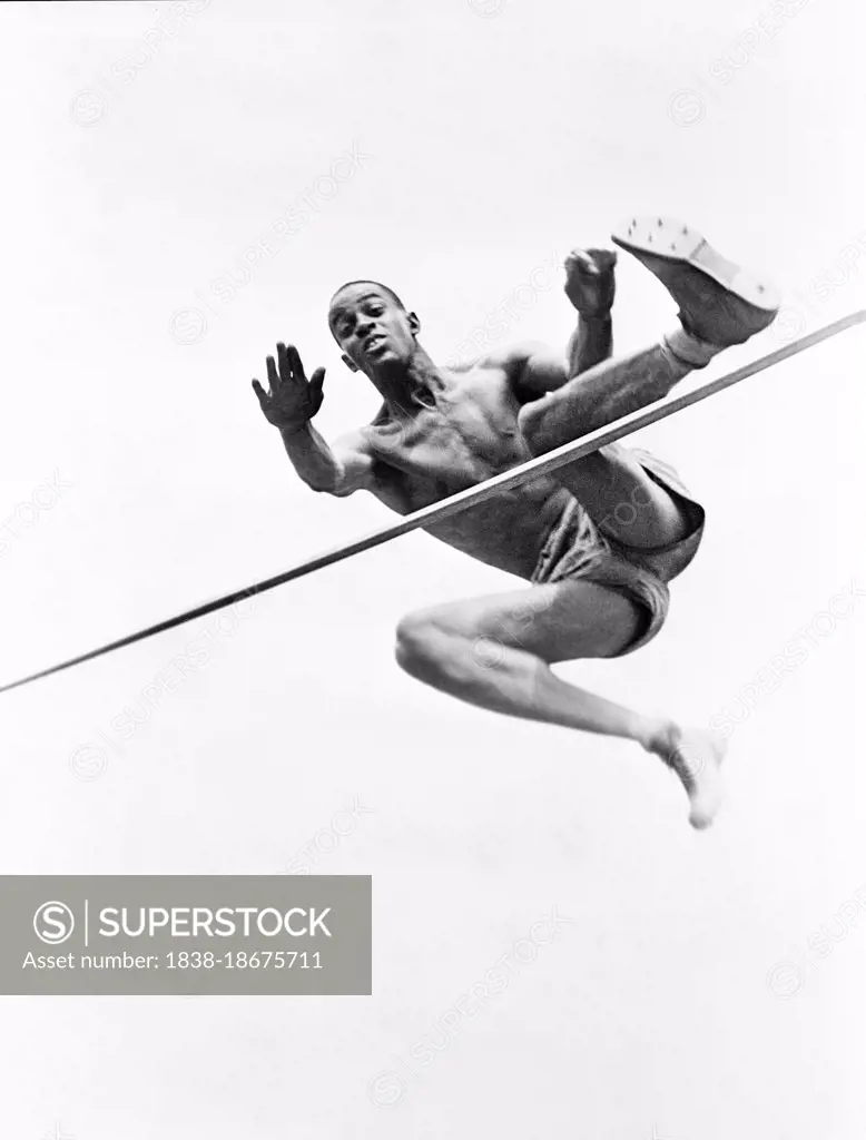 Cornelius Johnson, Olympic Gold Medal Winner in High Jump, low-angle view,  U.S. Office of War Information, 1936