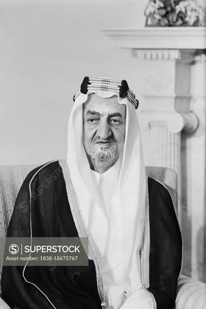 King Faisal of Saudi Arabia during visit with U.S. President Richard Nixon at White House, Washington, D.C., USA, Marion S. Trikosko, US News & World Report Magazine Collection, May 27, 1971