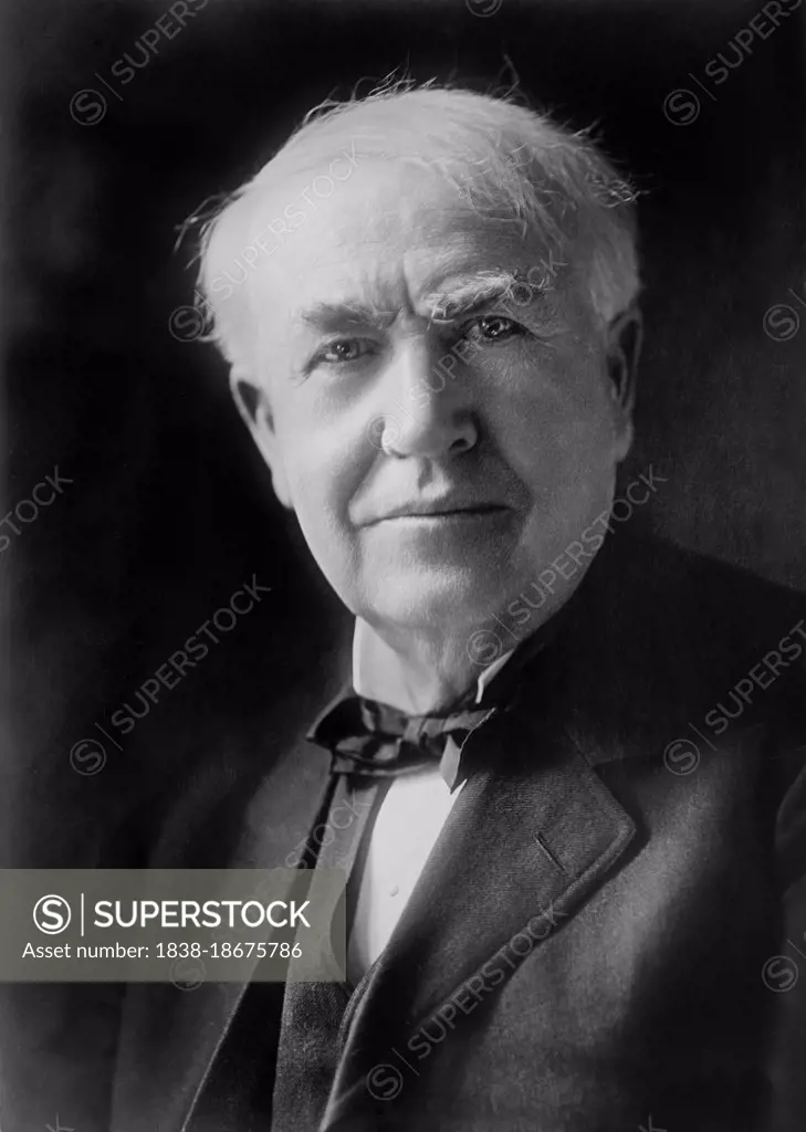 Thomas Alva Edison (1847-1931), American Inventor, head and shoulders Portrait, Detroit Publishing Company, 1920