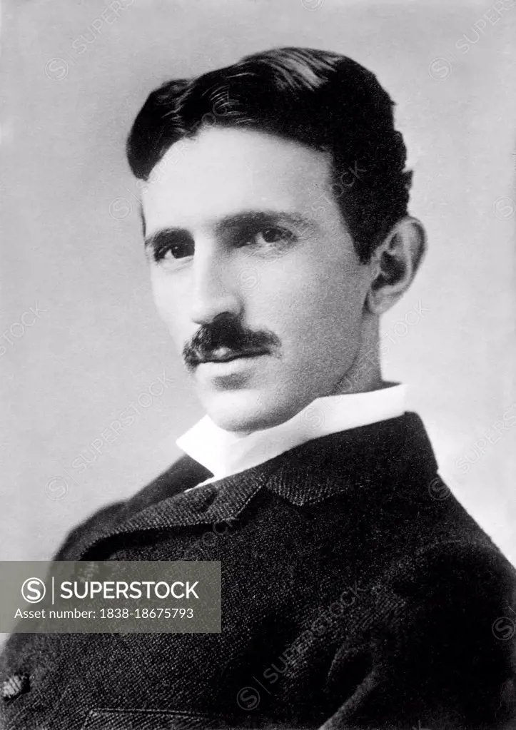 Nicola Tesla (1856-1943), Serbian-American Inventor, Engineer and Futurist, head and shoulders Portrait, Napoleon Sarony, Bain News Service, 1890