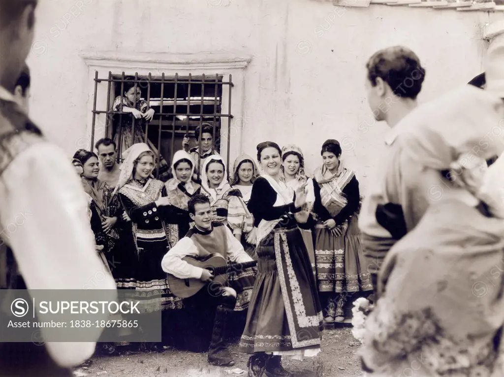 Folk Dance Scene, on-set of the Film, "The Cradle Song", Paramount Pictures, 1933