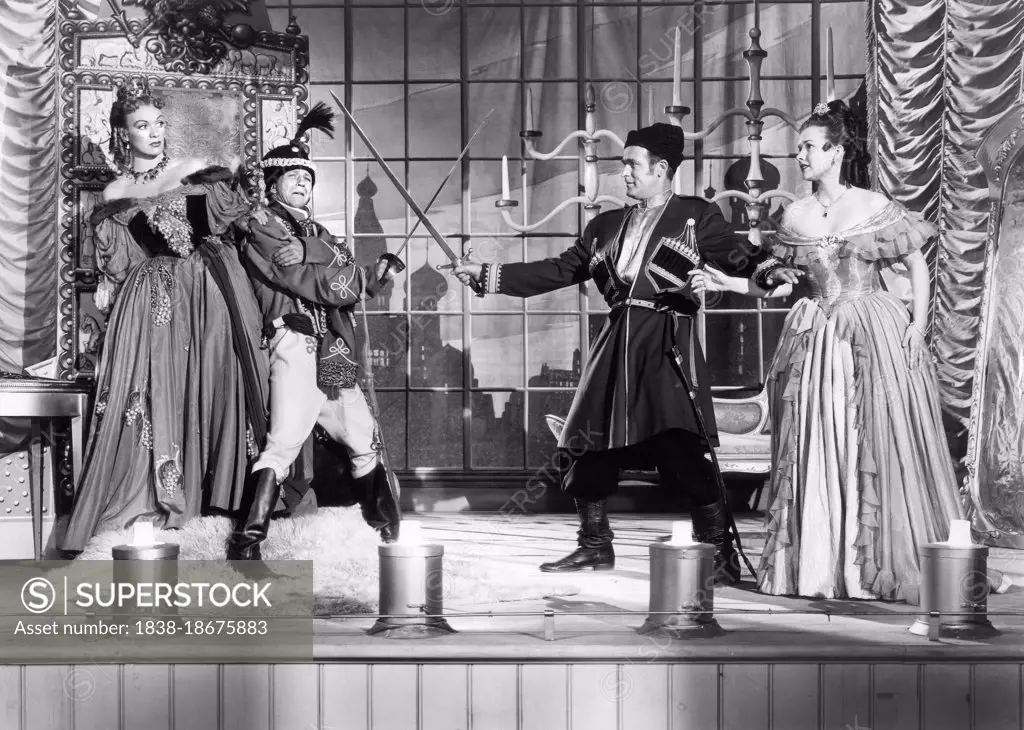 Eve Arden, Donald O'Connor, Gale Storm, on-set of the Film, "Curtain Call at Cactus Creek", Universal Pictures, 1950