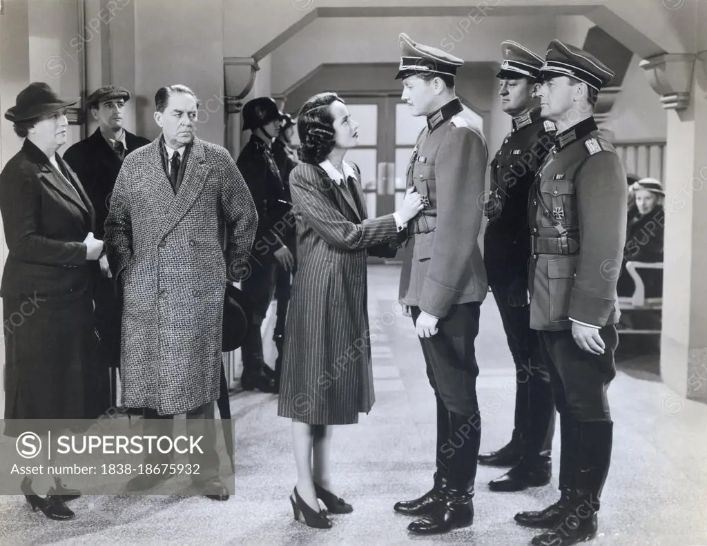 Merle Oberon (center), on-set of the Film, "First Comes Courage", Columbia Pictures, 1943