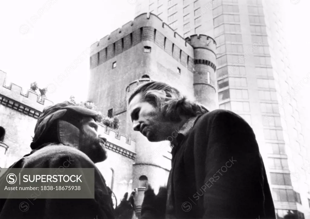 Robin Williams, Jeff Bridges, on-set of the Film, "The Fisher King", TriStar Pictures, 1991