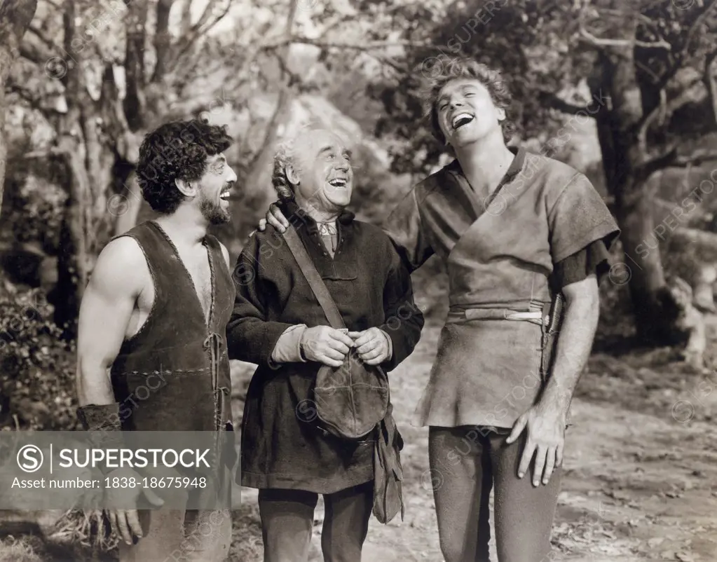 Nick Cravat (left), Burt Lancaster (right), on-set of the Film, "The Flame and the Arrow", Warner Bros., 1950