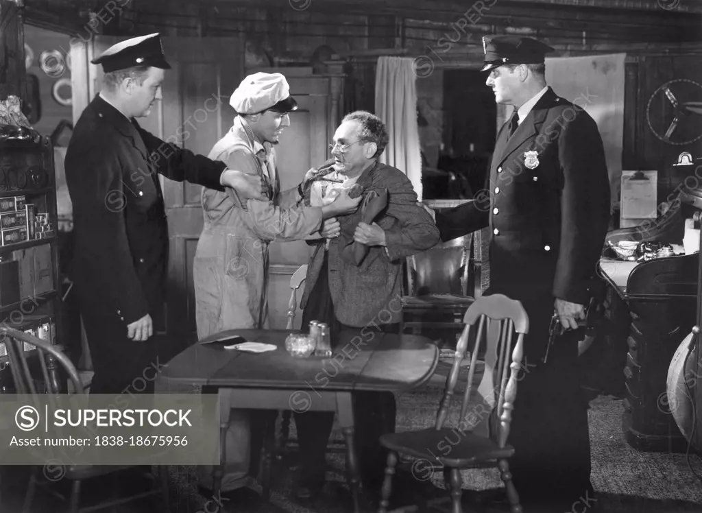 Tony Barrett f(center, left), on-set of the Film, "Flame of Youth", Republic Pictures, 1949