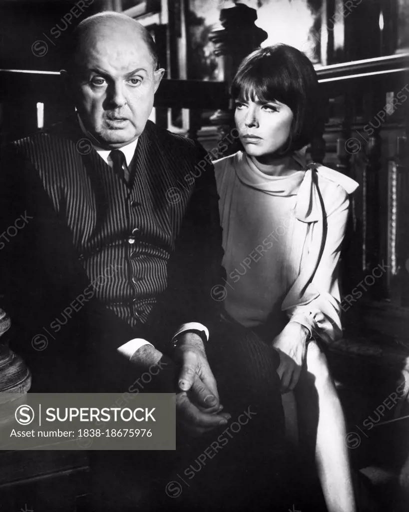 John McGiver, Barbara Feldon, on-set of the Film, "Fitzwilly", United Artists, 1967