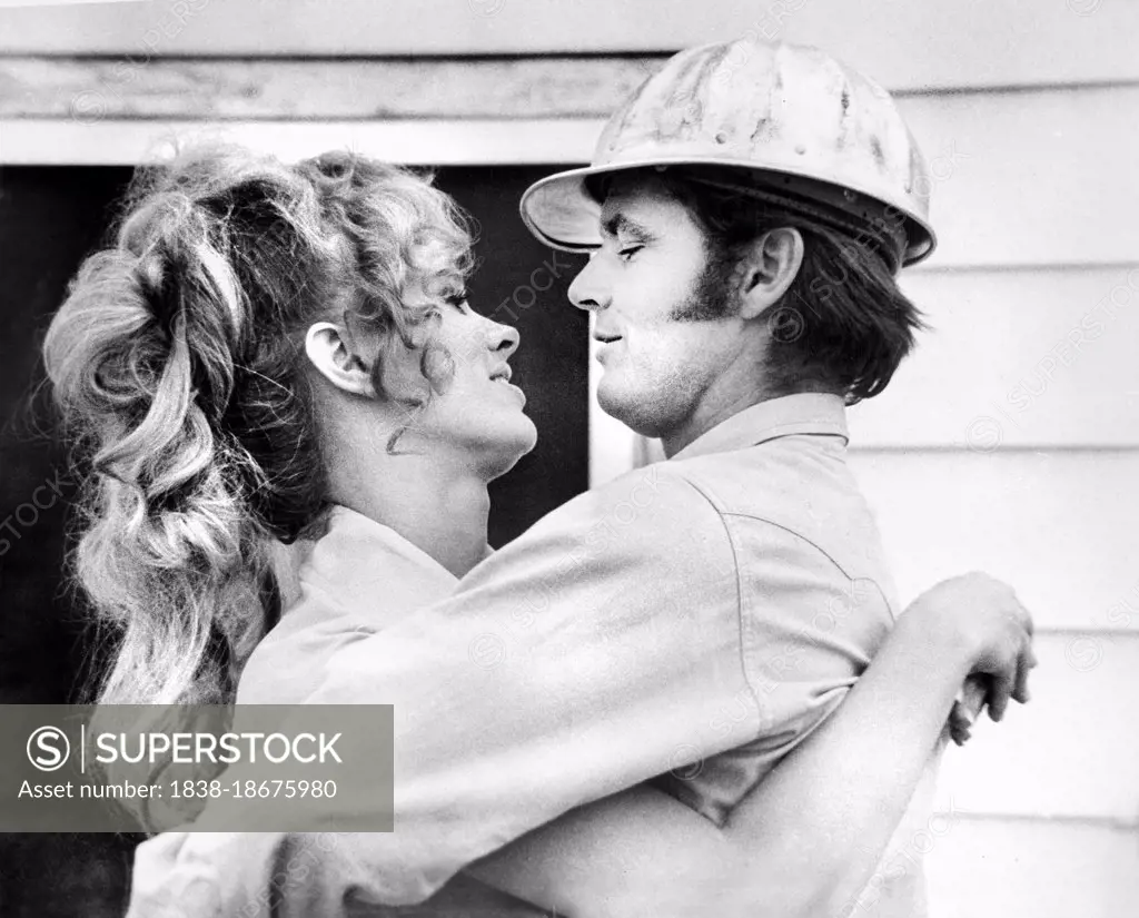 Karen Black, Jack Nicholson, on-set of the Film, "Five Easy Pieces", Columbia Pictures, 1970