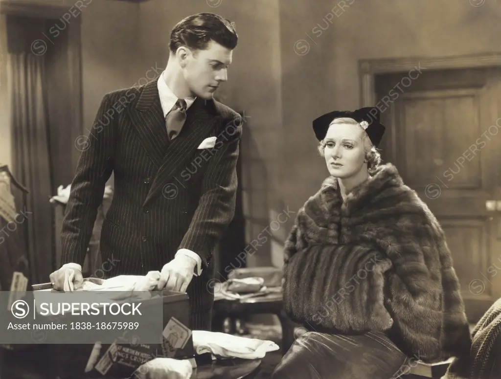 Ivan Brandt, Jeanne Stuart, on-set of the Film, "Forever Yours", Original Title: "Forget Me Not", United Artists, Grand National Pictures, 1936