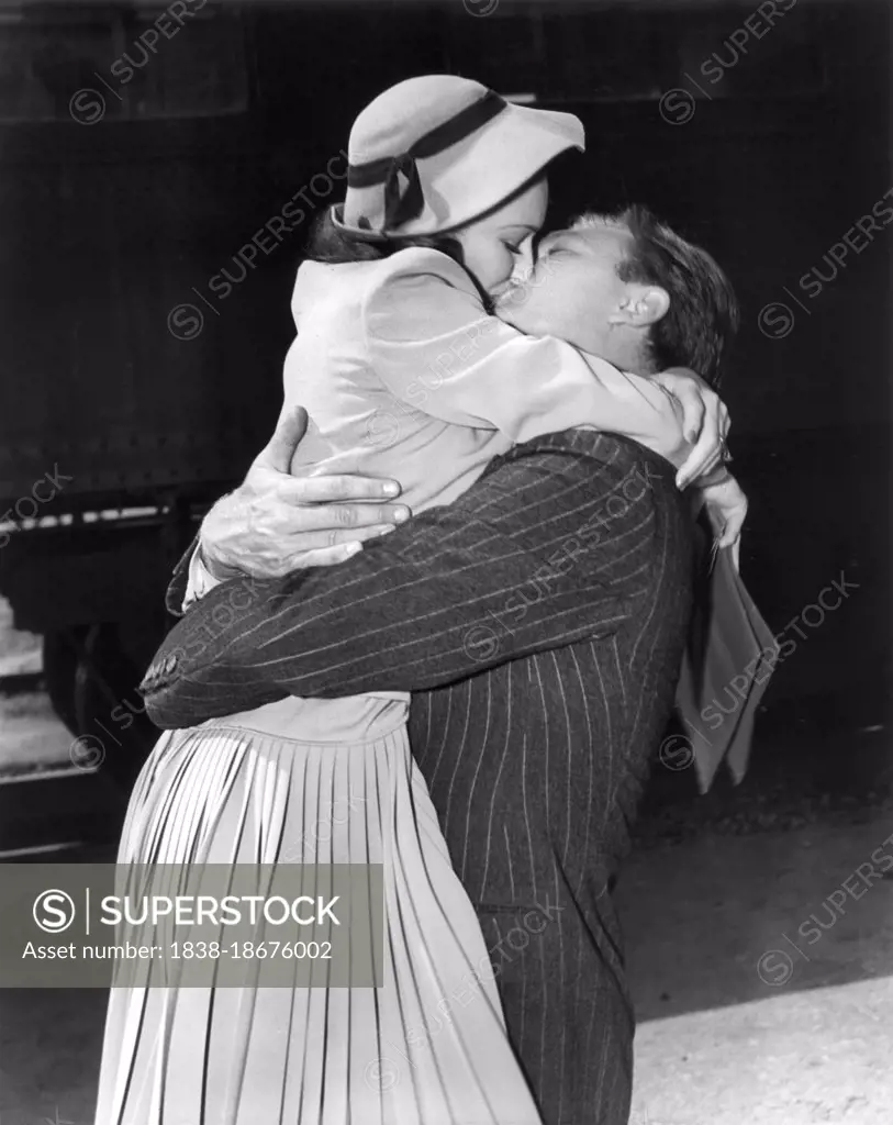 Rosemary Lane, Eddie Albert, on-set of the Film, "Four Mothers", photo by M. Marigold, Warner Bros., 1941