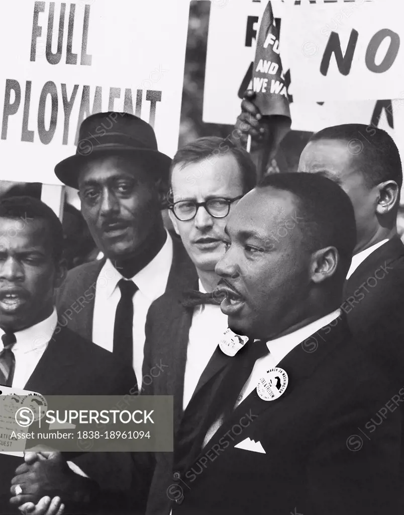 Dr. Martin Luther King, Jr., President of Southern Christian Leadership Conference, and Mathew Ahmann, Executive Director of National Catholic Conference for Interracial Justice, in a Crowd at Civil Rights March on Washington for Jobs and Freedom, Washington, D.C., USA, Rowland Scherman, August 28, 1963