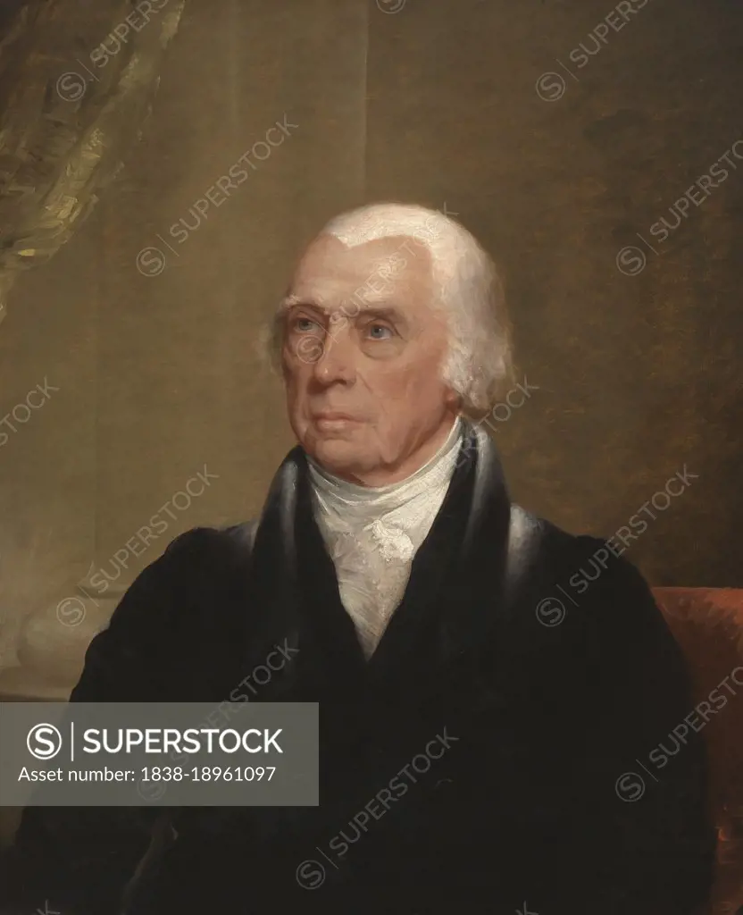 James Madison (1751-1836), Fourth President of the United States 1809-17, head and shoulders Portrait, oil on canvas Painting by Chester Harding, 1829