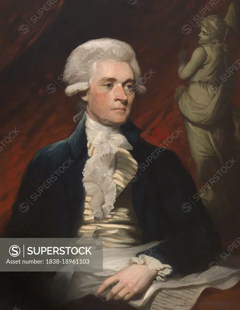 Thomas Jefferson (1743-1826), Third President of the United States 1801-09, American Founding Father and Author of the Declaration of Independence, half-length Portrait, oil on canvas painting by Mather Brown, 1786