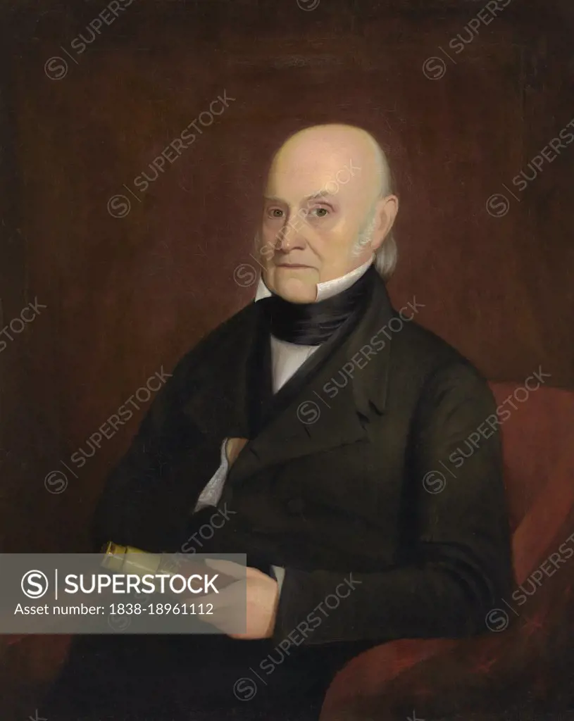 John Quincy Adams (1767-1848), Sixth President of the United States 1828-32, Half-Length Portrait, oil on canvas Painting by William Hudson Jr., 1844