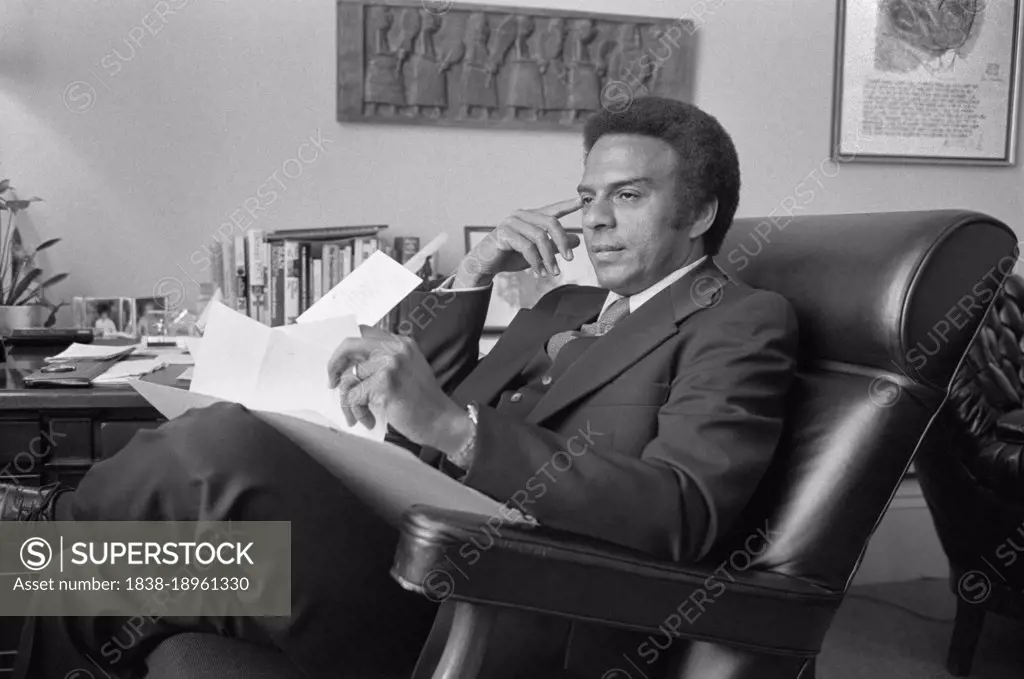 Andrew Young, Democratic Congressman from Georgia, seated Portrait, Washington DC, USA, Warren K. Leffler, US News & World Report Magazine Collection, May 6, 1976