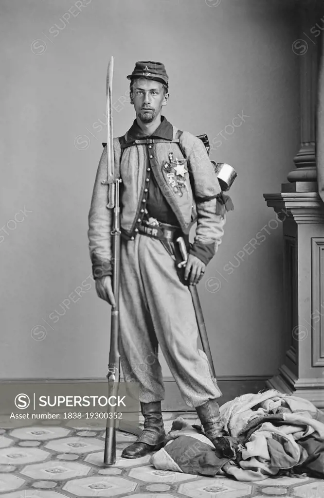 Francis Edwin Brownell (1840-1894), Union Army Soldier, recipient of Medal of Honor for his actions during American Civil War, full-length portrait, Mathew Brady Studio, 1860-1869