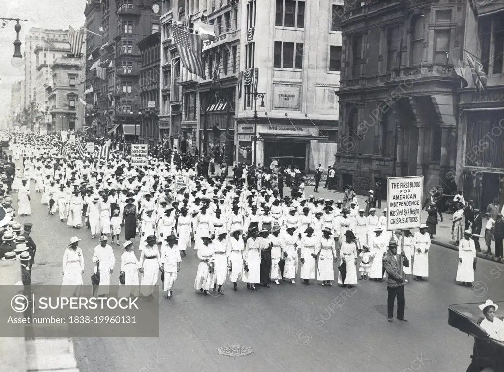 Silent Parade Protest against East St. Louis Riots, New York City, New York, USA, Underwood & Underwood, July 28, 1917