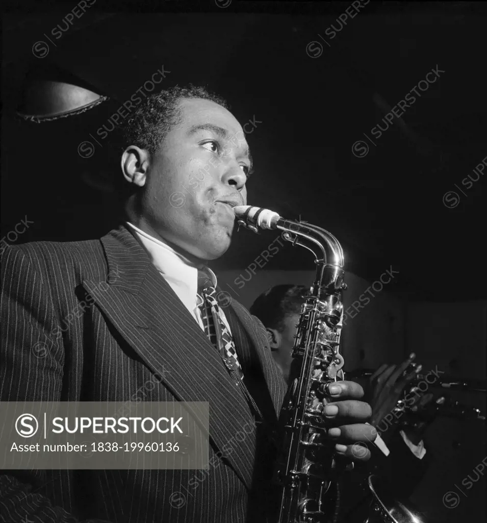 Jazz Saxophonist Charlie Parker performing at Three Deuces Jazz Club, New York City, New York, USA, William P. Gottlieb, August 1947