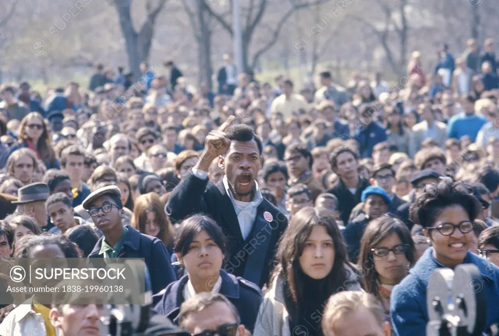 Crowd during protest against killing of Dr. Martin Luther King, Jr., Central Park, New York City, New York, USA, Bernard Gotfryd, April 5, 1968