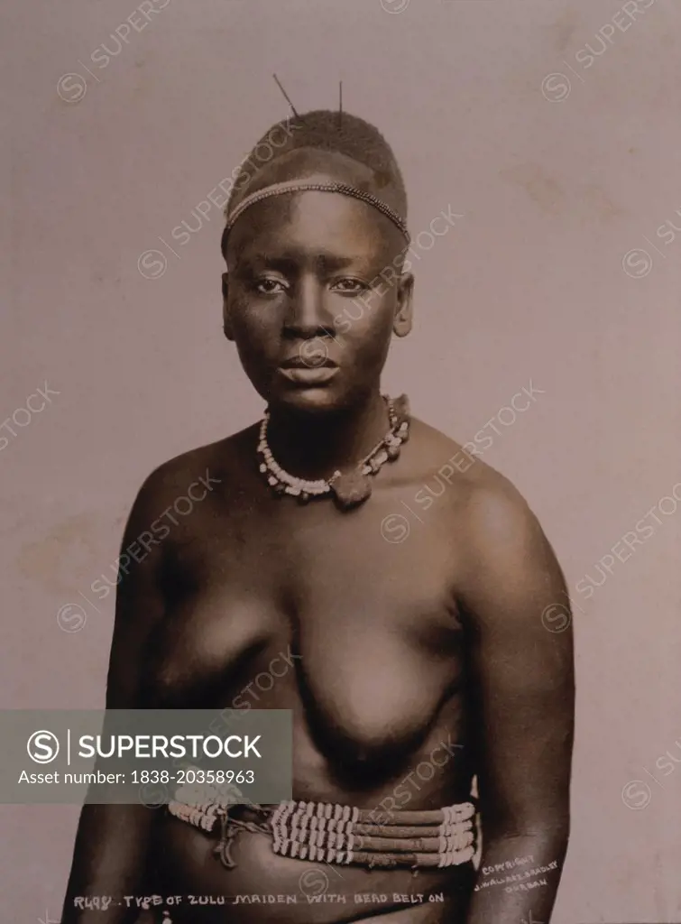 Nude Zulu Woman, Portrait, South Africa, Circa 1890