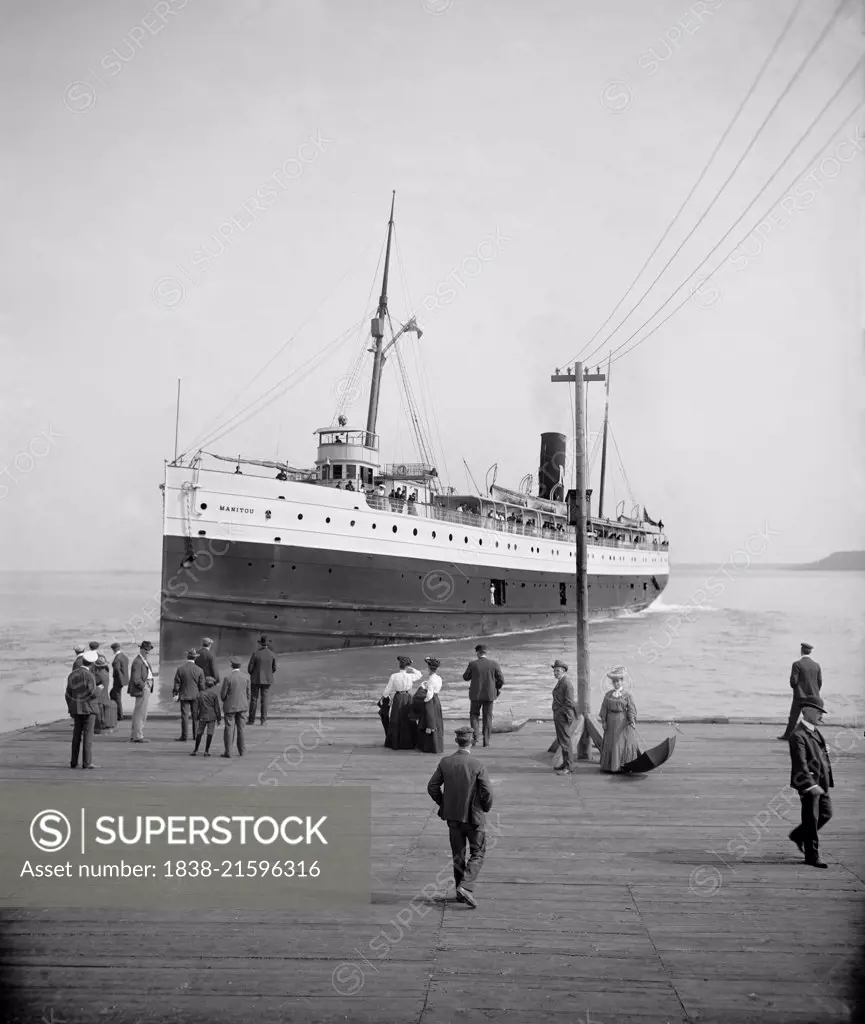 Steamship Manitou at Dock, Mackinac Island, Michigan, USA, Detroit Publishing Company, 1900