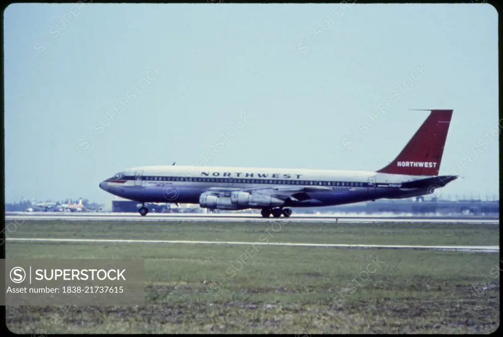 Northwest Airlines, Boeing 720B Commercial Jet on Take-Off, Miami, Florida, USA, 1960's