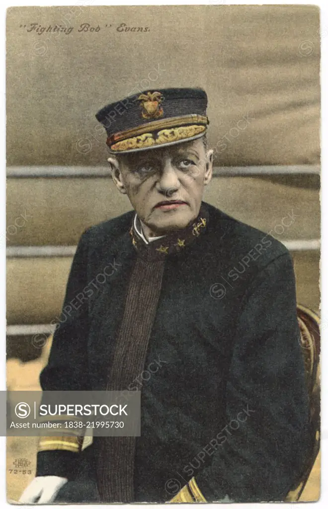 Robley "Fighting Bob" Evans (1846-1912), Rear Admiral of the United States Navy, Served from the American Civil War to the Spanish-American War, Seated Portrait, Postcard, early 1900's