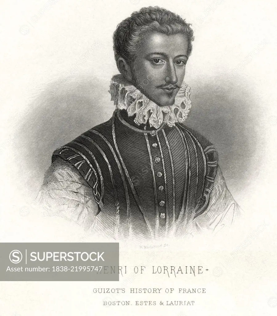 Henri of Lorraine, duc du Guise (1550-88), duke of Guise, Founder of Catholic League League during the French Wars of Religion, mid-Nineteenth Century Engraving