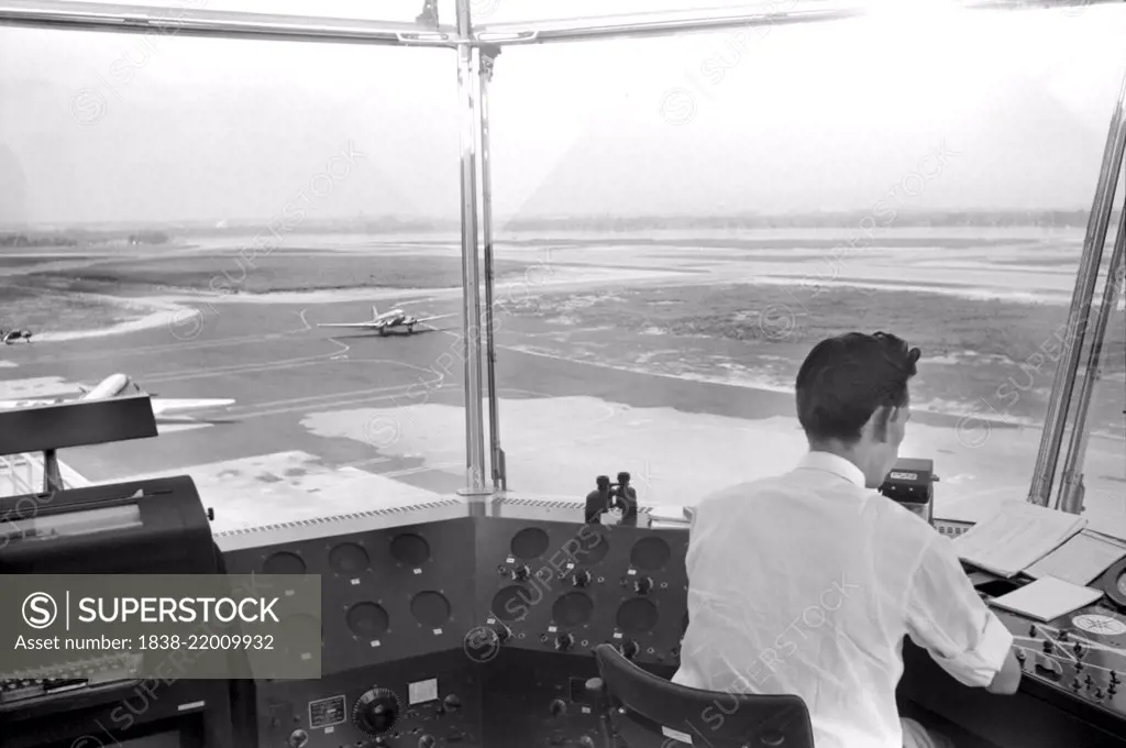 Air Traffic Controller in Control Tower, Municipal Airport, Washington DC, USA, Jack Delano, Farm Security Administration, July 1941