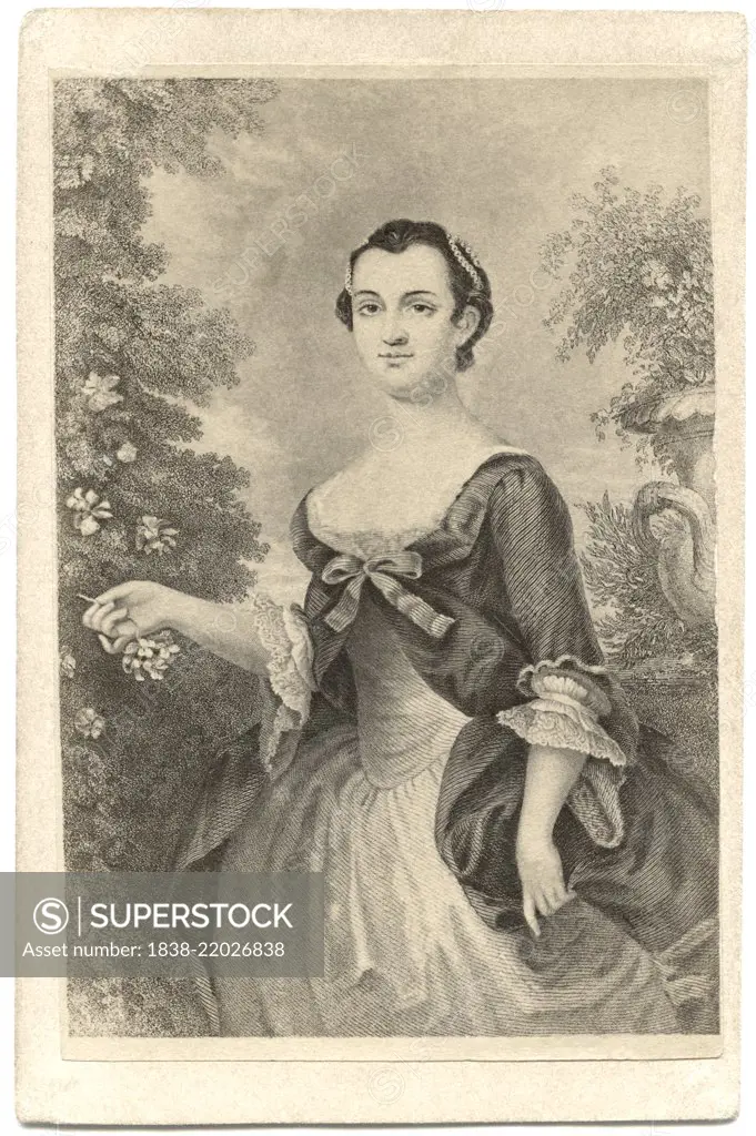 Martha Washington (1731-1802), Wife of First U.S. President George Washington, Young Adult Portrait, Illustration