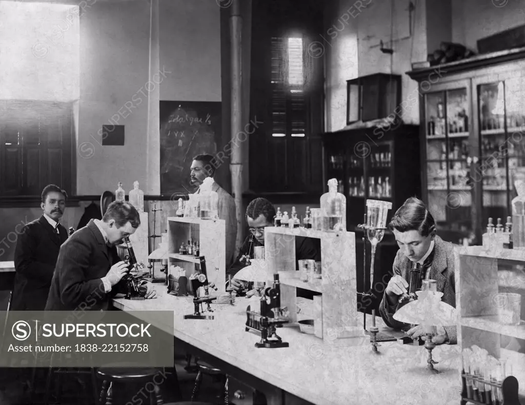 Class in Bacteriology Laboratory, Howard University, Washington DC, USA, W.E.B. DuBois Collection, 1900