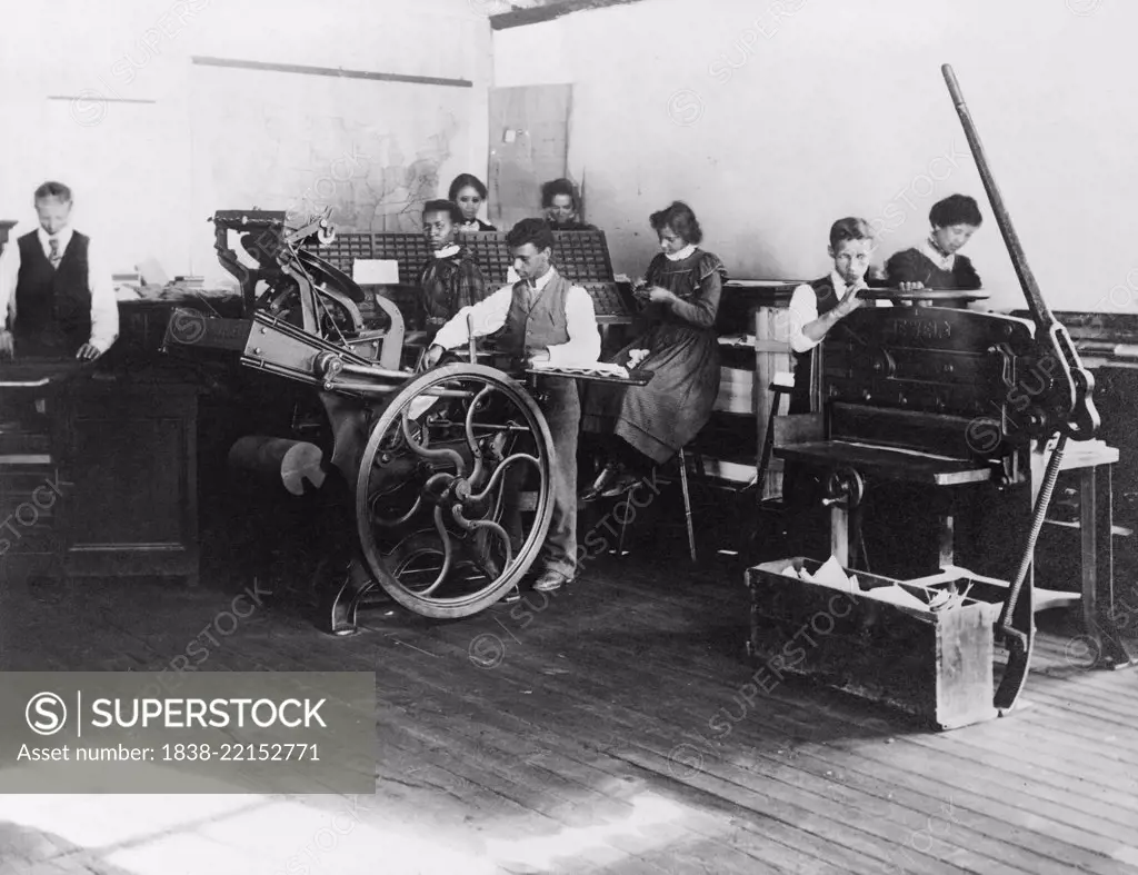 Students Printing with Printing Presses, Claflin University, Orangeburg, South Carolina, USA, 1899