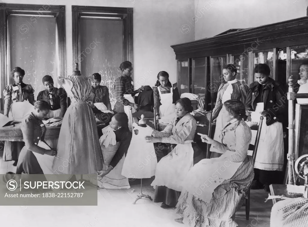 Young Women Cutting and Fitting Clothing in Class, Agricultural and Mechanical College, Greensboro, North Carolina, USA, 1900