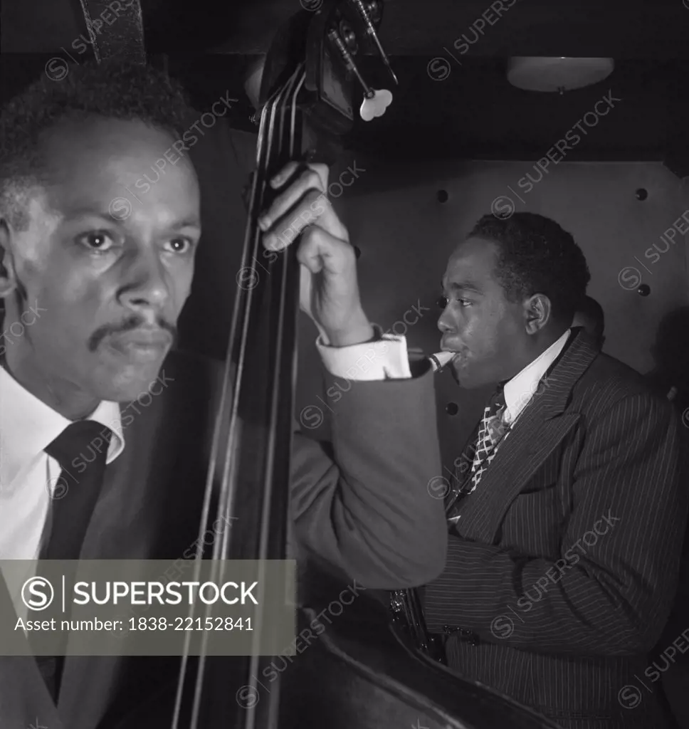 Portrait of Charlie Parker, Tommy Potter and Max Roach, Three Deuces Jazz Club, New York City, New York, USA, William P. Gottlieb Collection, August 1947