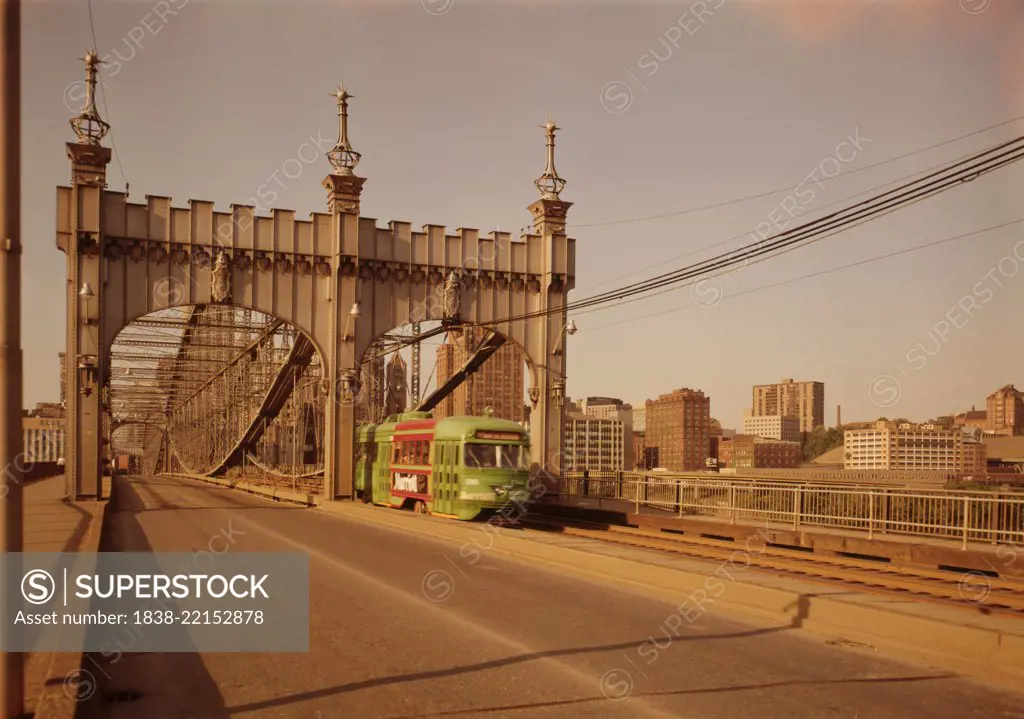 Smithfield Street Bridge, Spanning Monongahela River on Smithfield Street, Pittsburgh, Pennsylvania, USA, Jack E. Boucher, 1960's