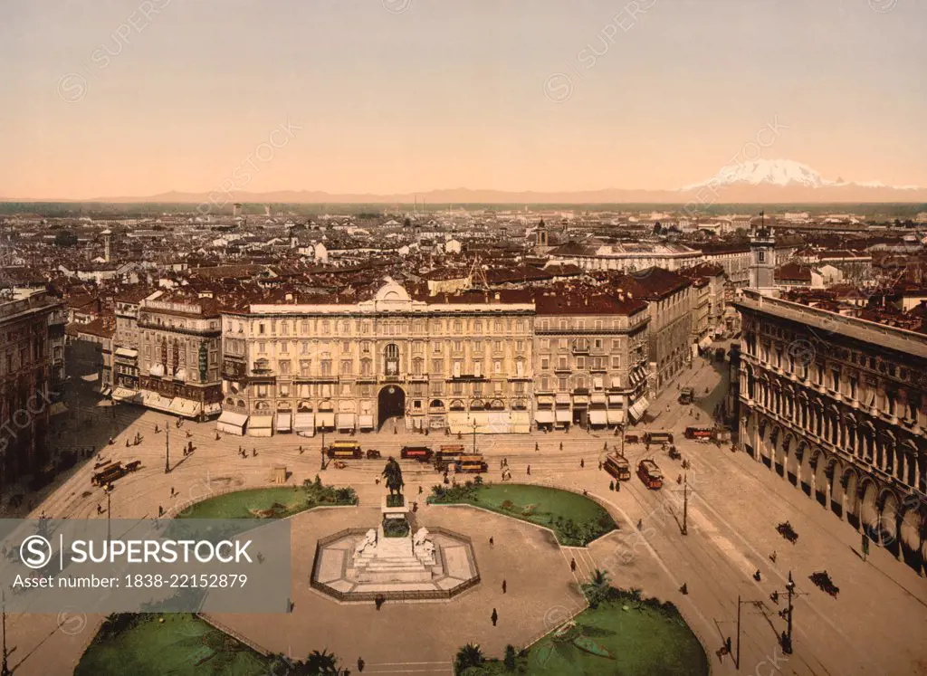 Panorama from Cathedral, Milan, Italy, Photochrome Print, Detroit Publishing Company, 1900