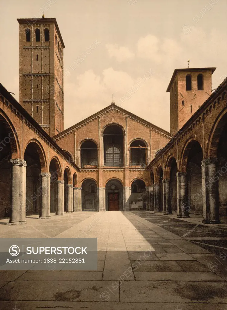 St. Amrosius (Sant' Ambrogio) Church, Milan, Italy, Photochrome Print, Detroit Publishing Company, 1900