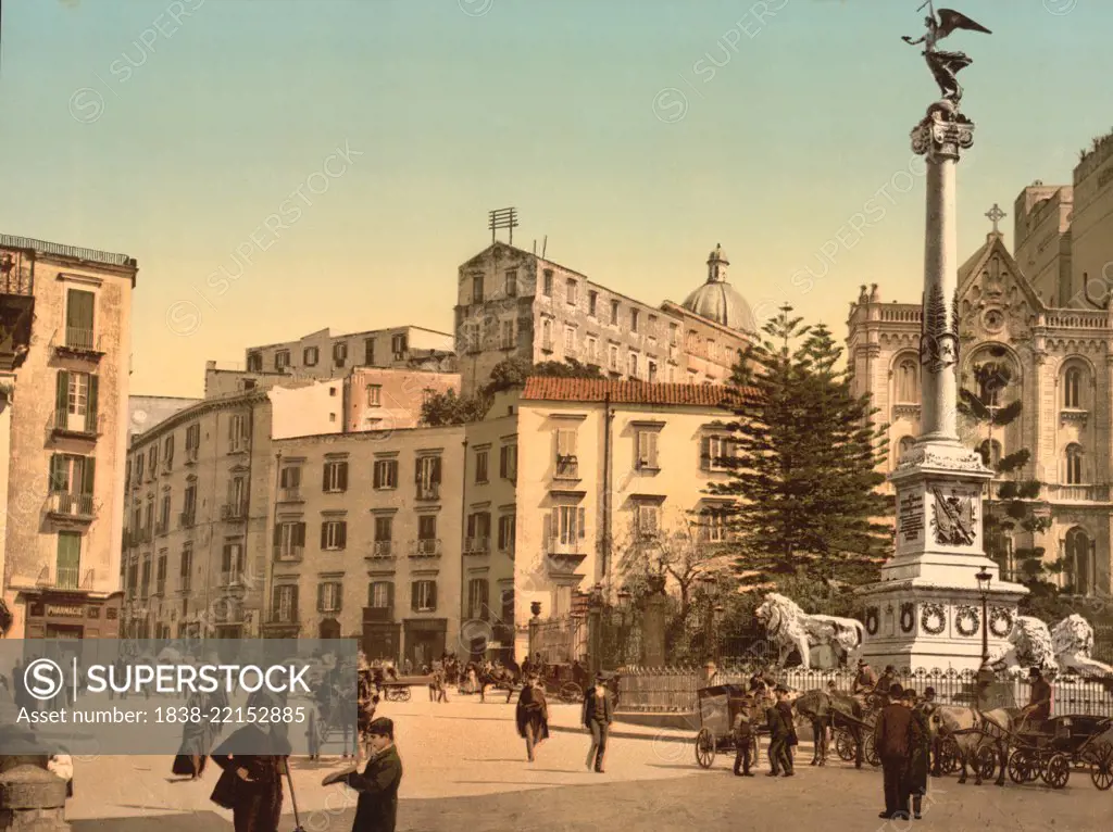 Piazza dei Martiri, Naples, Italy, Photochrome Print, Detroit Publishing Company, 1900