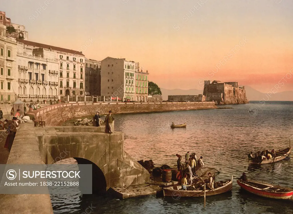 Partenope Street, Naples, Italy, Photochrome Print, Detroit Publishing Company, 1900