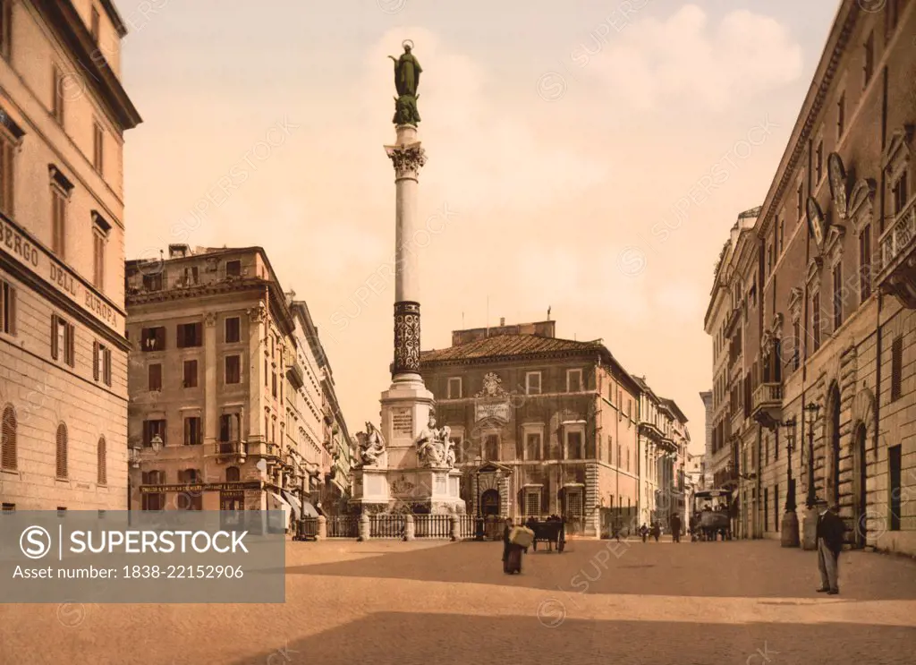 Piazza di Spagna, Rome, Italy, Photochrome Print, Detroit Publishing Company, 1900