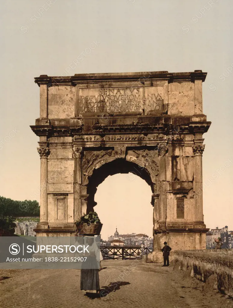 Triumphal Arch of Titus, Rome, Italy, Photochrome Print, Detroit Publishing Company, 1900