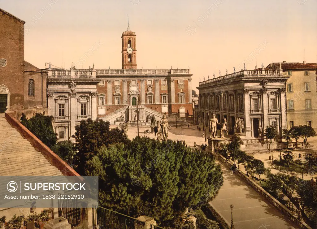 The Capitoline, Rome, Italy, Photochrome Print, Detroit Publishing Company, 1900