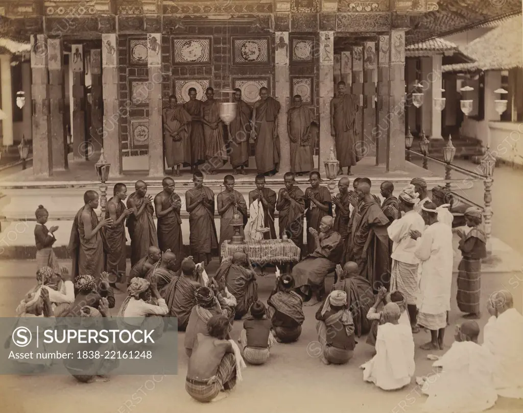 Group of Buddhist Monks in Prayer, Sri Lanka