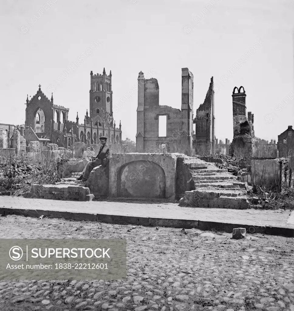 Ruins from American Civil War, Charleston, South Carolina, USA, 1865