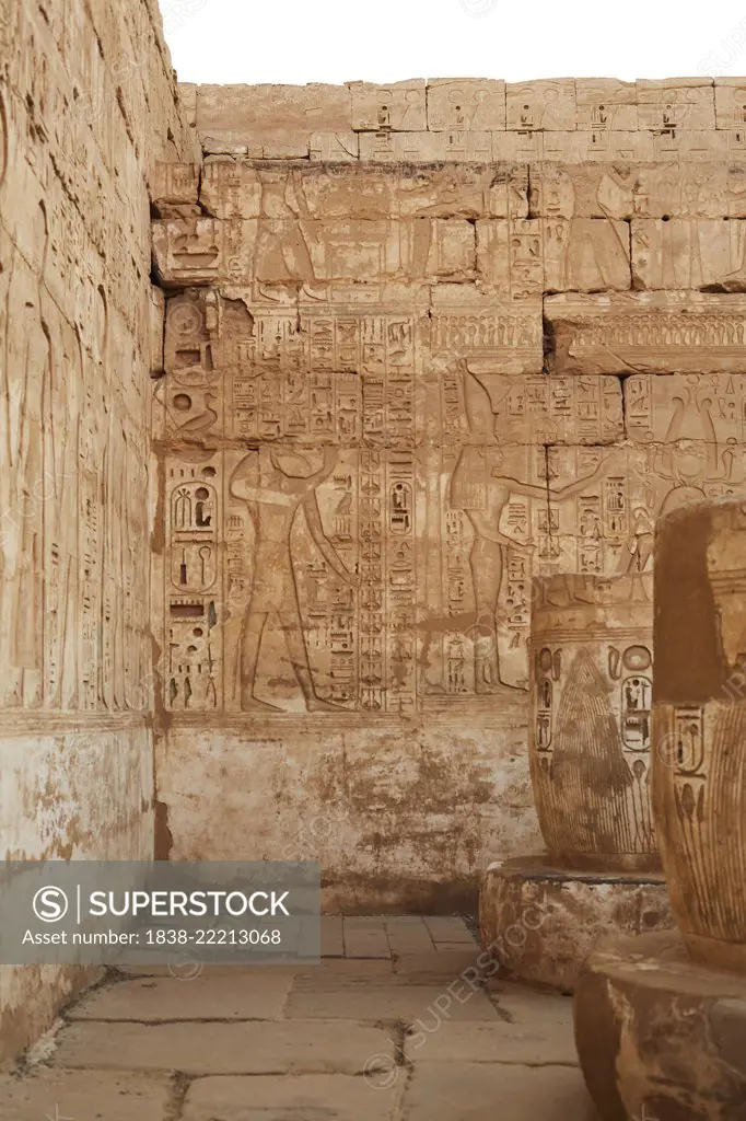 Reliefs, Medinat Habu Temple, Luxor, Egypt