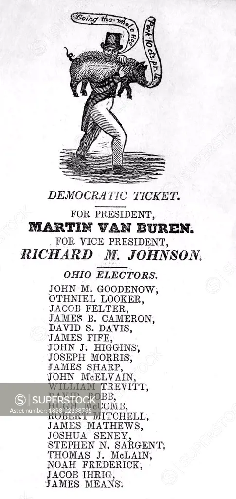 Ohio Election Ticket for U.S. President Martin Van Buren, 1840